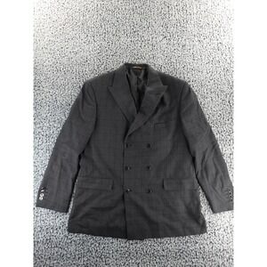 Pierre Laurant Mens Double Breasted Check Pattern Blazer Jacket